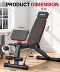 Heavy Duty 1000 LB Adjustable Weight Bench for Home Gym with dimensions displayed