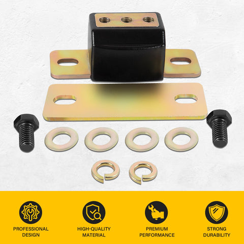 Beefy Heavy Duty Transmission Mount Bracket Kit For GM RWD Cars And 2WD Trucks Chevy Turbo Ready Replacement For TH350 TH400 And 700R4 Trans Mount Dampens Vibration Without Slacking Built Rugged For Street Easy Install., 10-piece kit with bracket, bolts, washers, and lock washers