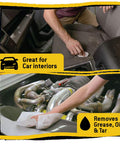 Person using Heavy Duty 10 By 12 Inch Cleaning Wipes On The Go Multi Surface Wipes 12 Pack Pre Soaked for car interior and engine