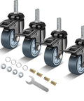 Heavy Duty Swivel Caster Wheels Set Of 4 With Dual Locking Brakes And 2 Inch Industrial Casters, black wheels with hardware.