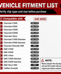 Vehicle fitment list for Heavy Duty Door Panel Retainer Clip Grommets For GM Truck including Chevy and GMC models.