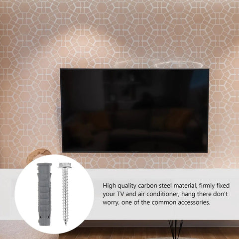 Heavy Duty Drywall Anchors And Carbon Steel Screws Kit 6 Piece Set Rust Resistant And Oxidation Resistant Great For Air Conditioning Hangers And TV Wall Mount Installations, drywall anchor and screw shown with TV mount