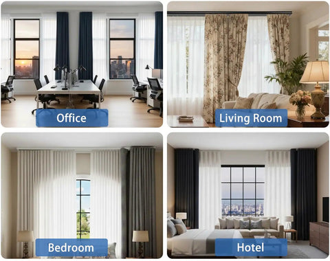 Double Row Ceiling Curtain Track System Silent Heavy Duty Aluminum Rails For Sliding Curtains And Room Divider In White 12 Foot Length Built To Last For Bedroom Living Room Office Or Hotel in office, living room, bedroom, hotel