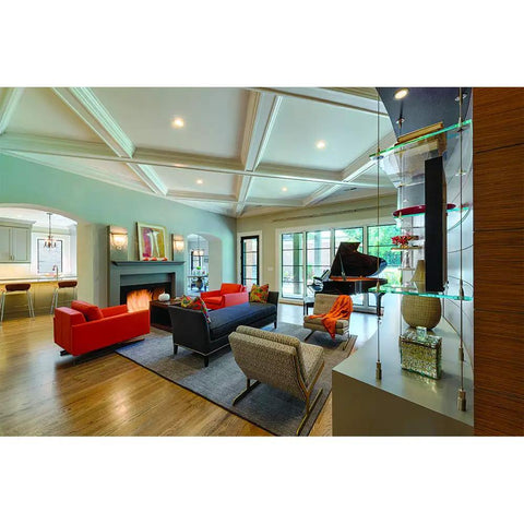 Modern living room featuring Upgrade Recessed Lighting With A Six Pack Of Indoor Outdoor LED Retrofit Trim Can Lights In 5 Inch And 6 Inch Sizes