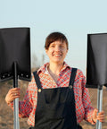 Person holding Two Pack All Steel D Grip Shovels With 13 Inch Blades And Removable Footpads for yard work