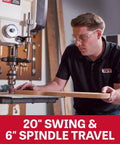 Beefy 20 Inch Smart Drill Press With Brushless Motor And Cast Iron Table for precise drilling and woodworking accuracy.