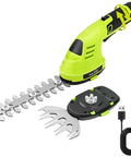 Cordless 2-In-1 Hedge Trimmer And Grass Shears With 180 Degree Rotating Head Lightweight 7.2V Handheld Electric Tool. Includes USB-C cable.