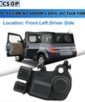 Honda Left Front Driver Side Power Door Lock Actuator Replacement For CR V Civic Accord Element Odyssey Pilot RSX 2001 Through 2011 Fits Two Door Cars shown with vehicle