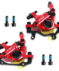 XTECH Z00M HB-100 hydraulic disc brake caliper set, red aluminum alloy, front and rear with mounting bolts