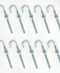 Ten Pcs Zinc Plated J Bolts One Quarter Inch By Four Inch With Nuts And Washers For Concrete Pads Wood Projects Outdoor Installations and General Construction Anchorage Durable Galvanized Steel Hardware Kit