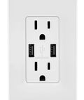 Smart USB Charger Tamper Resistant Duplex Receptacle 15 Amp Upgrade Your Home Office Setup With No Fuss Two High Powered USB Ports Delivering Three Point Six Amp Total Eighteen Watts Built In Smart Chip Optimizes Each Device White Eight Pack