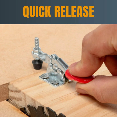 Two Pack Quick Release Toggle Clamp, 60 Lbs Holding Capacity, Horizontal Clamp Type 201A in use on woodworking jig