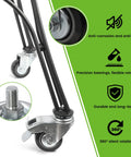 Set Of 4 Heavy Duty 3 Inch Swivel Caster Wheels With Drop Dead Quiet Bearings And Secure Threaded Stem Mount showing durable and silent rotation.