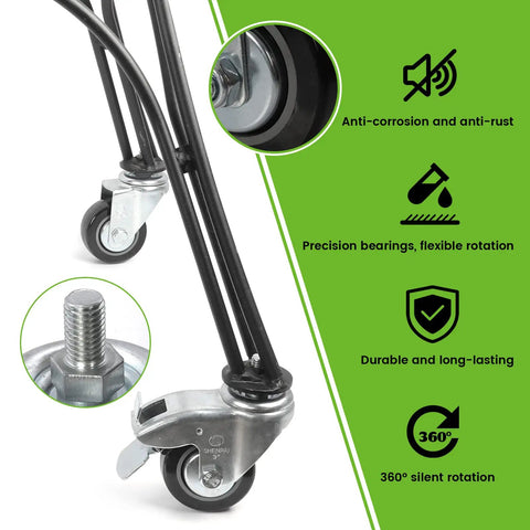 Set Of 4 Heavy Duty 3 Inch Swivel Caster Wheels With Drop Dead Quiet Bearings And Secure Threaded Stem Mount showing durable and silent rotation.