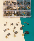 60 Pack Carbon Brushes Set For Power Tools Must Have 10 Size Assortment In Plastic Storage Box Replacement Parts For Electric Hammer Drills, Angle Grinders, Circular Table Saws And More