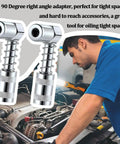 Mechanic using 90 Degree Grease Coupler Adapter 2 Pack For Tight Spaces Right Angle Grease Gun Fittings on vehicle engine