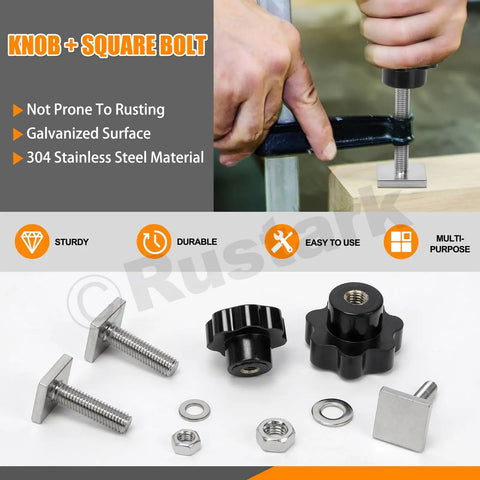 24Pcs M8 T Track Bolt Adapter Kit With 7 Star Knobs Nuts And Washers For Roof Rack Rails Rail Carrier Bracket And Roof Box Made From 304 Stainless Steel Durable Hardware Set components on display