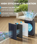Replacement HEPA H 116130 Filter And Carbon Filter Combo Pack For Winix 5500 2 Plasmawave Air Purifier AM80 showing filtration process