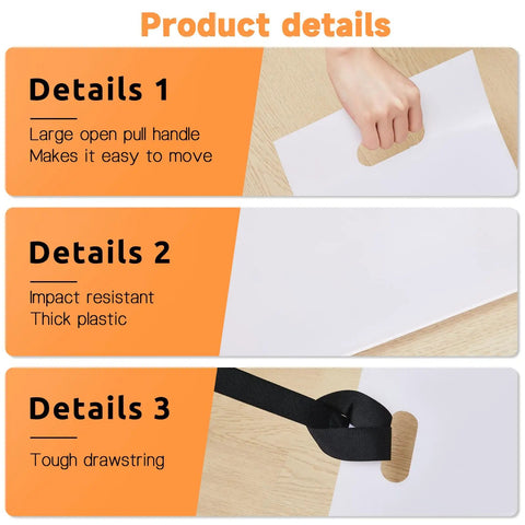 2 Pack Appliance Sliders with strap handle, strong plastic, impact resistant, for safe moving of appliances on various floors.