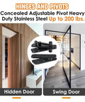 Heavy Duty Hidden Door Hinge Kit For Secret Doors And Bookcases With 570 Lbs Load Capacity in solid stainless steel on doors