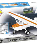 Box of Cessna 172 Orange Skyhawk 1:48 Scale Building Set With 162 Pieces, showing model and details