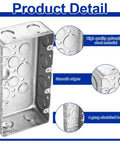 Four Gang Metal Electrical Box Two And One Eighth Inch Deep Square Junction Box For Multiple Wiring Configurations Galvanized Steel Construction
