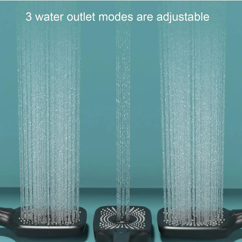 CUTPOIY Wall-Mounted Matte Black Exposed Shower System Rain Shower showcasing 3 adjustable water outlet modes.