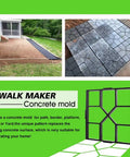 DIY Friendly Walk Maker For Concrete Path Molds Square Two Pack No Brainer Easy Yard Garden Patio Pathway Pavers 15.7 By 15.7 By 1.57 Inch Reusable Stepping Stone Kit shown creating a path and on green background with mold image.