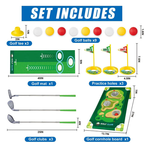 Toddler Golf Club Set With Retractable Metal Shaft And Upgraded Grooved Design, Durable Aluminum Build For Indoor And Outdoor Play