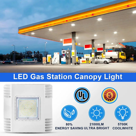 Beast Mode Bright 150W LED Canopy Light With 21,000 Lumens 5700K Daylight IP65 Waterproof UL Certified Fixture for gas stations