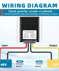Wiring diagram for Premium DC DC Step Down Converter Boasts 20 Amp 240 Watt Muscle with input and output connections.
