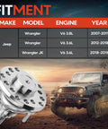 Rear Axle Shaft Assembly With Bearing And Seal For Wrangler 2007 Through 2011 3 8L And 2012 Through 2018 3 6L Models Rear Left Or Right Fit Ready To Roll Works With DSA Anti Spin Or DS8 Conventional Axle OE 630338 68003272AA YAWD4421830, Jeep Wrangler fitment chart and axle close-up