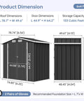 Beefy 6x4 Ft Outdoor Storage Shed For Metal Garden Tools With Sloped Roof And Lockable Door dimensions illustration