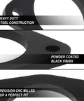 Close-up of heavy-duty steel construction with powder-coated black finish, Half Inch Front Leveling Lift Kit With Upper Strut Mount Spacers For 2007 To 2022 Silverado 1500 And Sierra 1500 Pickups Front End Lift Carbon Steel With Black Powder Coat, precision milled