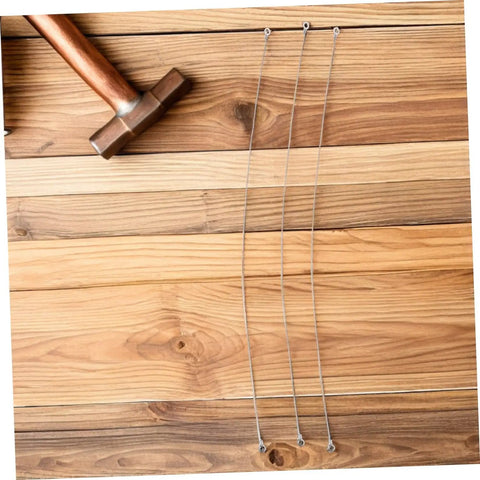 4 Pack Nichrome Heating Element Replacement For Heat Sealer And Vacuum Packaging Machine Wire Rod Upgrade Component Wide Compatibility 18 Inch Long Durable alloy build with three heating elements laid on wooden surface.