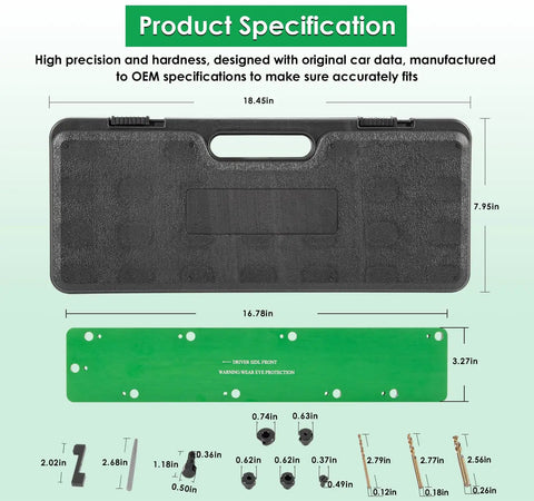 Effortlessly Rip Striped Or Snapped Exhaust Bolts In Record Time With This Heavy Duty Template Kit Purpose Built For Dodge 5.7L Hemi Engines, showing specifications and dimensions.