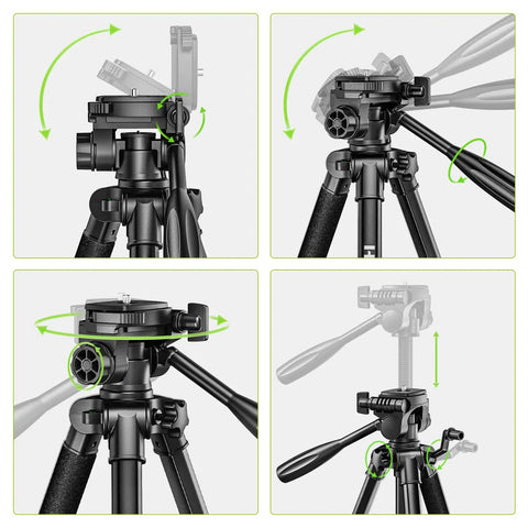 Beefy Heavy Duty Laser Level Tripod Stand, 60 Inch Adjustable Support For Laser Levels And Distance Meters, One Quarter Inch And Five Eighth Inch Mounts, Non Slip Feet, Three Way Pan Head With Bubble Level, adjustable pan head