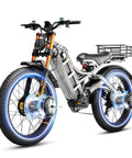 Tough As Nails Dual Motor Fat Tire Electric Bike For Adults showing large tires, dual motors, and cargo rack.