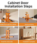 Cabinet Door Mounting Jig With Upgraded Dual Hole Locator installed on frameless cabinet, easy install, precise drilling guide.