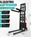 Heavy Duty Electric Pallet Jack Lifter With 3500 Lbs Capacity For Supermarket Shelf Restocking And Warehouse Forklift Needs That Makes Your Job A Breeze, features total height 78.8 inches, carbon steel.