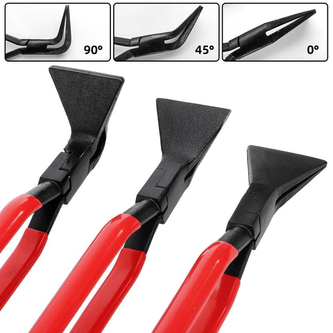sheet metal hand seamer set with straight, 45° and 90° jaws for precise metal bending, tools ideal for roofers and metalworkers