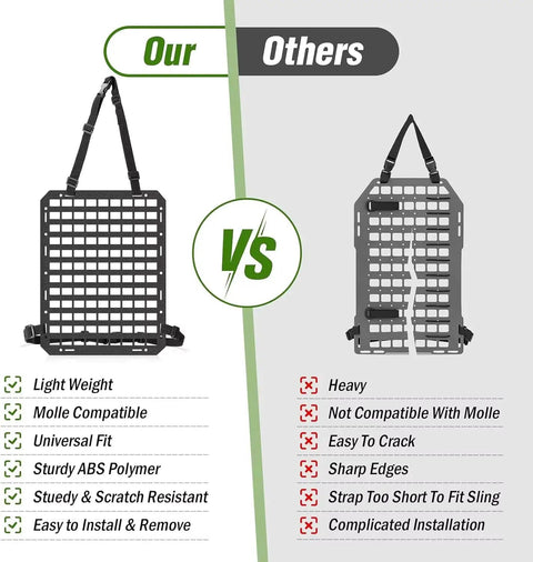 Heavy Duty Molle Panel For Car Seat Back Organizer Storage Rack Compatible With Tesla Cybertruck Accessories comparison of features.