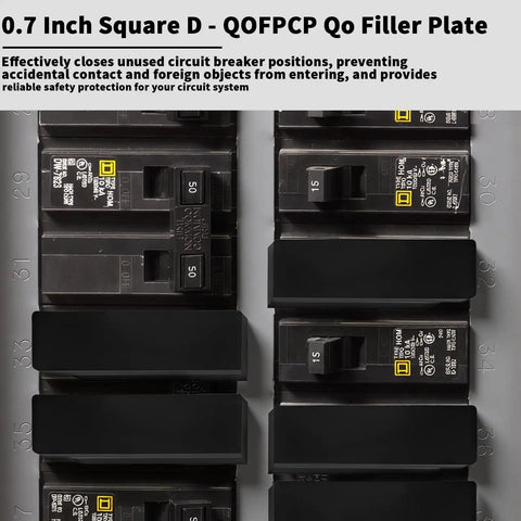 QO Circuit Breaker Filler Plates 10 Pack For Electrical Panels No Mess Install Dust Proof Shield Against Live Components, 0.7 inch black