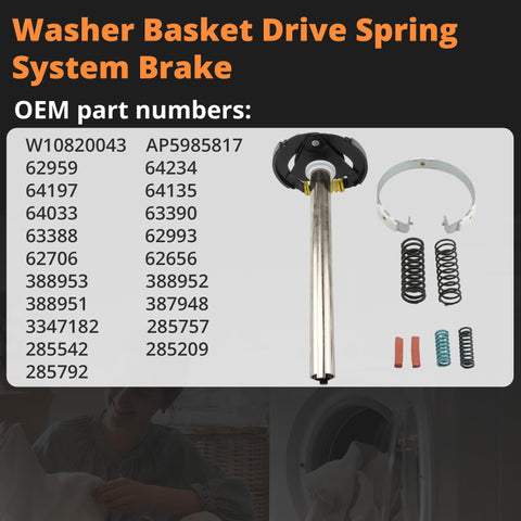 Washer Basket Drive And Brake Assembly Repair Kit For Top Load Washers Replaces WP64208 285209 388952 And Restores Spin, Safety, Longevity Fits Whirlpool Maytag Kenmore KitchenAid Jenn Air And More