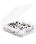 100 Pack 2-56 Coarse Thread Hex Lock Nuts Crafted From Premium 304 Stainless Steel in a clear plastic storage tray.