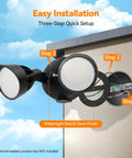 Badass Heavy Duty Dual Head Led Exterior Flood Light With 45 Watt Power And 5500 Lumens Kickin Brightness installation steps on wall.