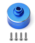 Beefed Up 7075 Aluminum Differential Case With Hardened 45 Steel Differential Spur Gear And Bevel Gear For One Tenth Tamiya XV02 TT02 TT02B RC Car Upgrade Parts Blue, showing blue aluminum differential case with screws