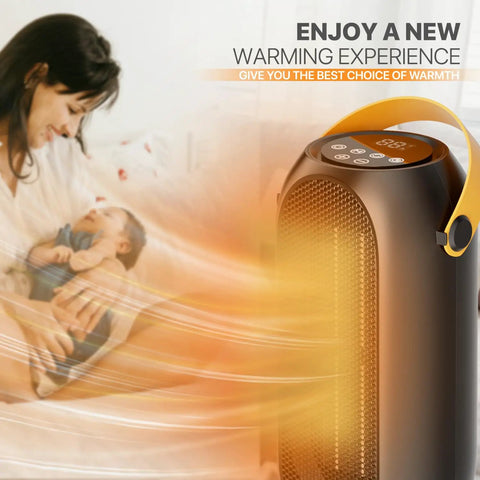 Portable Electric Heater For Indoor Use With Three Heat Modes And Thermostat, 12 Hour Timer, Compact Personal PTC Rapid Heating