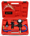 Coolant Vacuum Refill Kit With Universal Hoses For Cars Motorcycles And Trucks Purge And Fill Tool For Radiator Refilling Pro Grade All In One Airlift Compatible Automotive Cooling System Filler Red in red carrying case