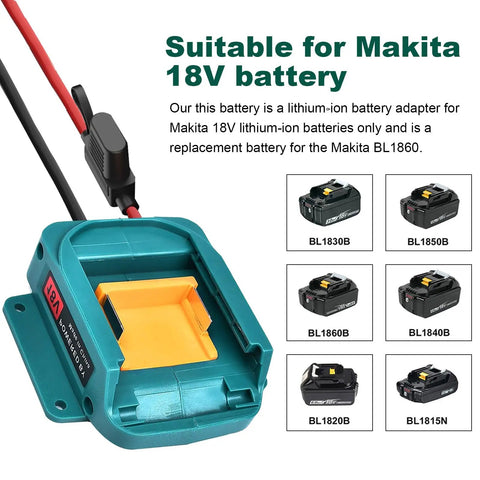 Power Wheel Adapter 18V To 20V Battery Kit With Fuse And Wiring Terminals for DIY Ride On Trucks RC Cars Toys with Makita battery compatibility.